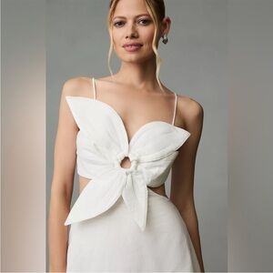 Farm Rio White Floral Tiered Linen Maxi - NEW